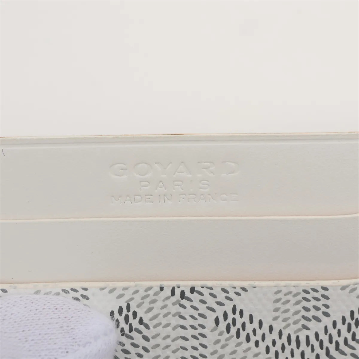 Goyard Herringbone Leather Card Case White x Gray