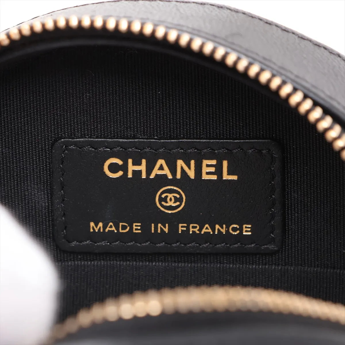 Chanel CC Round Chevron Boa x Lambskin Chain Shoulder Bag Black