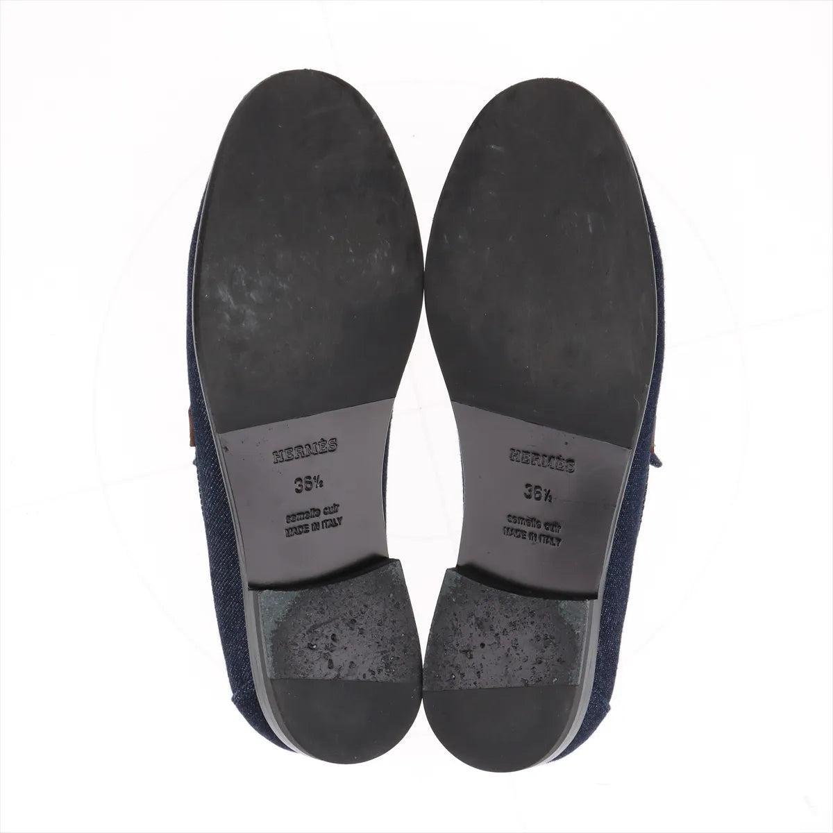 Hermès Kelly Denim Leather Loafer Navy x Brown
