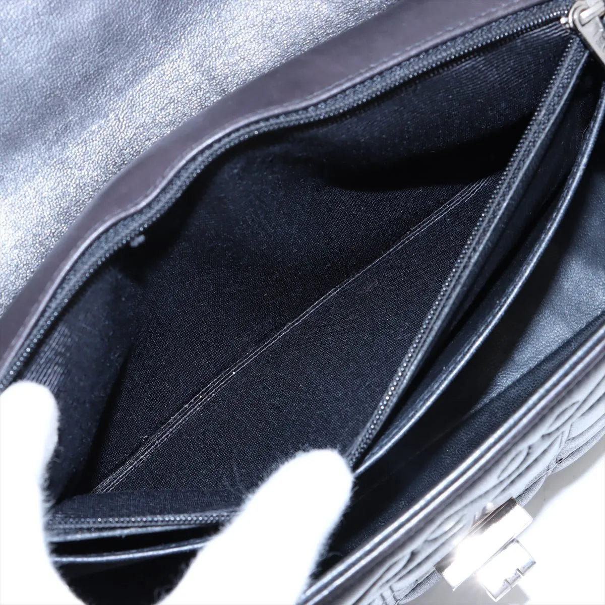 Chanel Chocolate Bar 2.55 Lambskin Single Flap Double Chain Bag Black