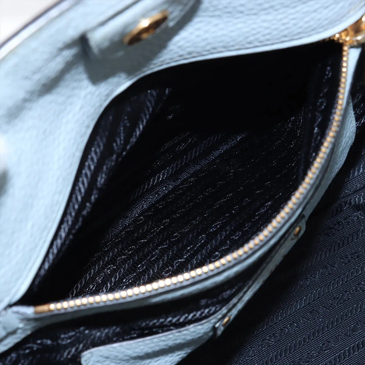 Prada Vitello Daino Leather Tote Bag Light Blue