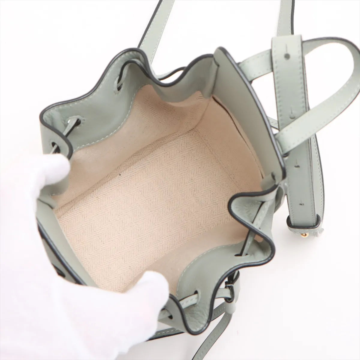 Loewe Hammock Drawstring Mini Leather Shoulder Bag Green