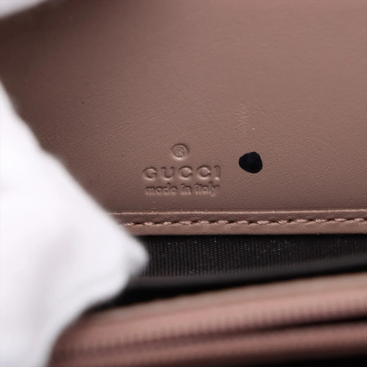 Gucci GG Marmont Chevron Leather Zippy Long Wallet Pink Beige