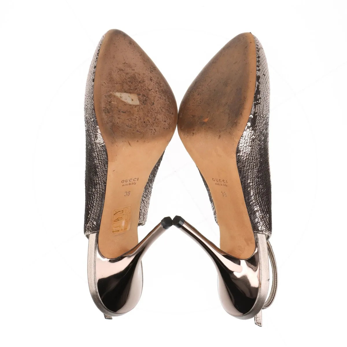 Gucci Sequins Slingback Pumps Silver