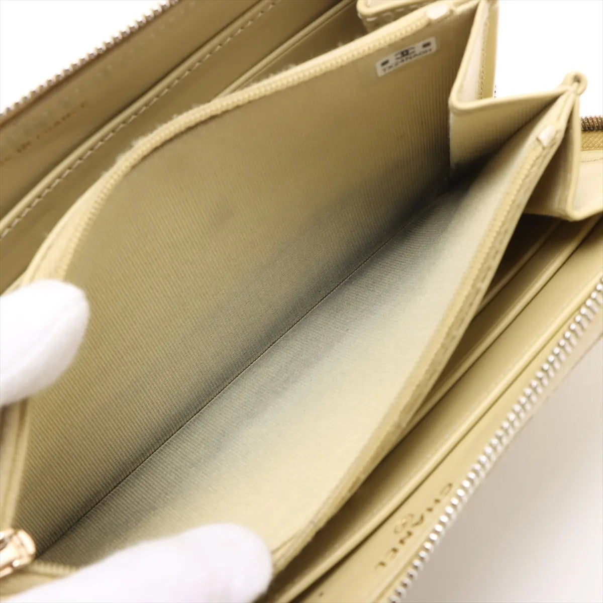 Chanel CC Logo Matelasse Caviar Skin Zippy Wallet Yellow