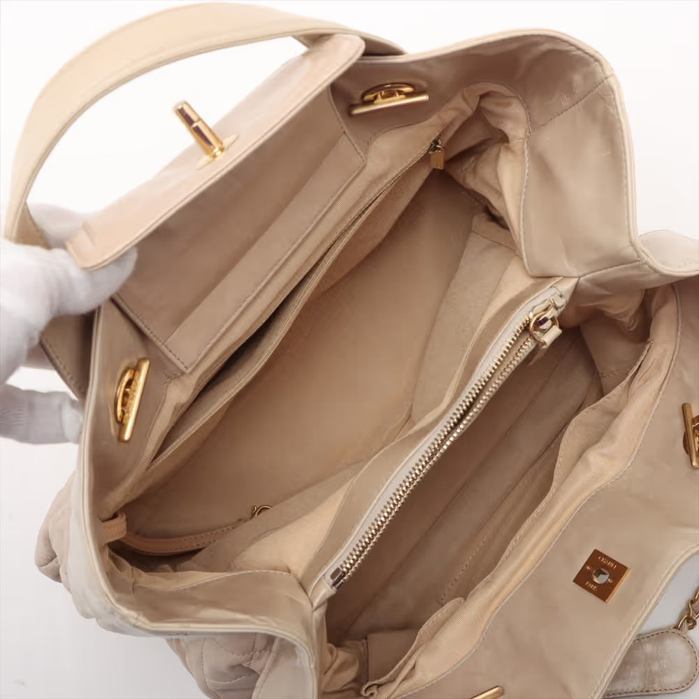 Chanel In The Mix Vintage Calfskin Two-Way Tote Bag Beige