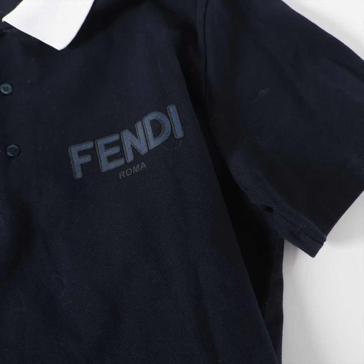 Fendi Cotton Polo Shirt Navy x White