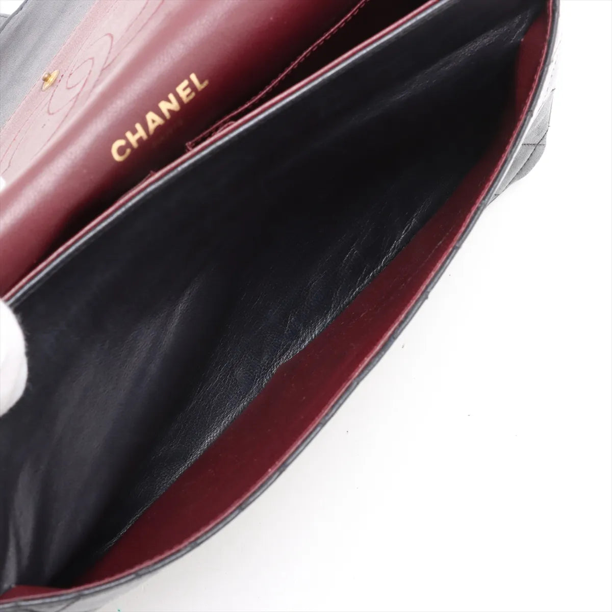 Chanel CC Logo Matelasse Lambskin Double Flap Double Chain Bag Navy Blue