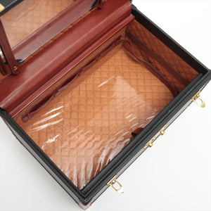 Bottega Veneta Leather Rectangle Vanity Bag Black × Brown