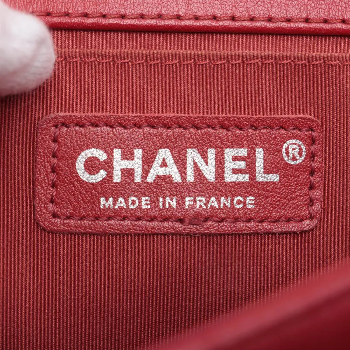 Chanel Boy Chanel 25 Lambskin Chain Shoulder Bag Red