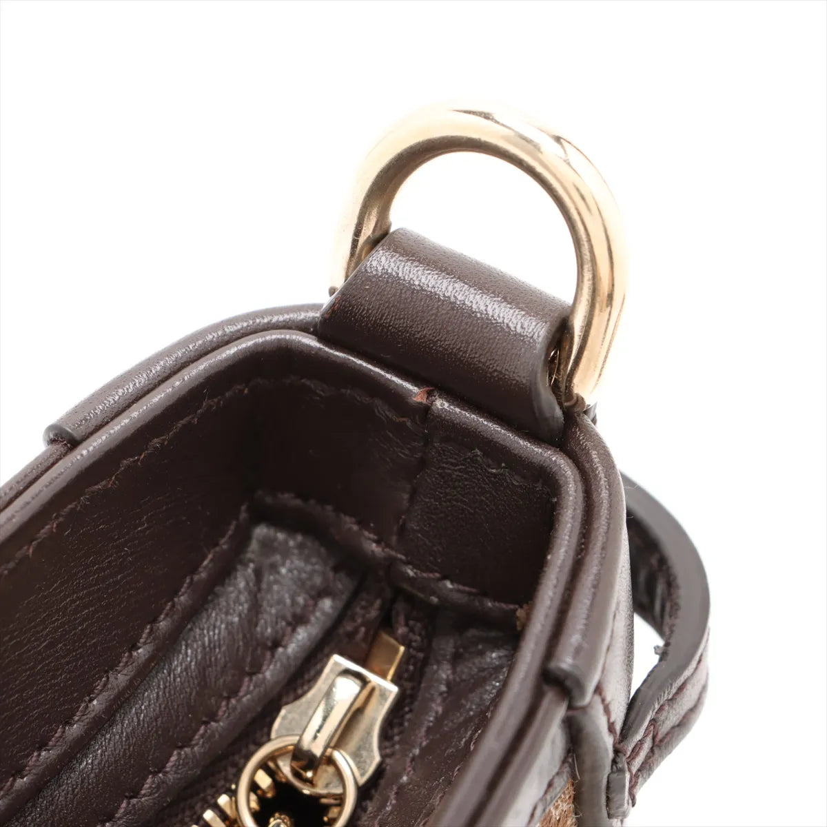 Gucci GG Supreme Moonside Canvas Leather Shoulder Bag Beige×Brown