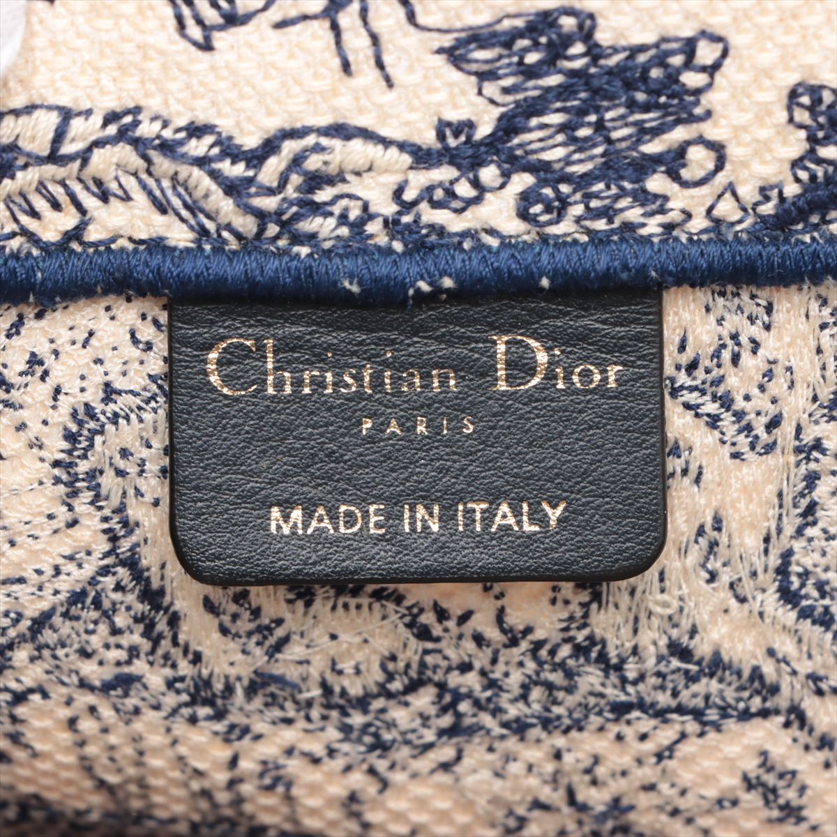 Christian Dior Toile de Jouy Reverse Embroidery Book Tote Bag Blue x Ecru