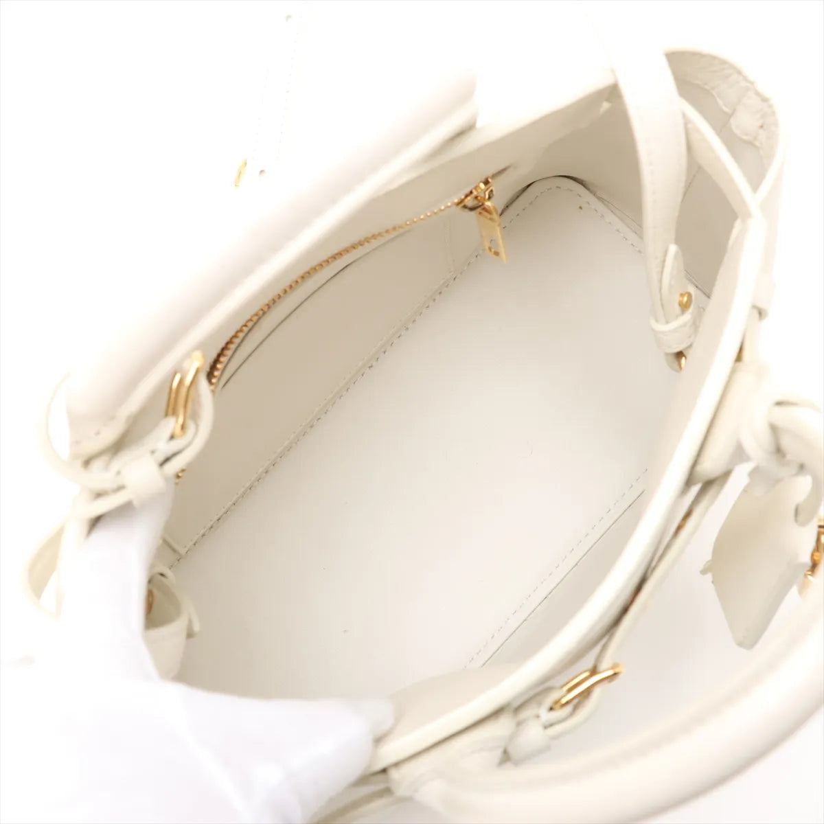 Celine Conti Leather Two-Way Handbag White