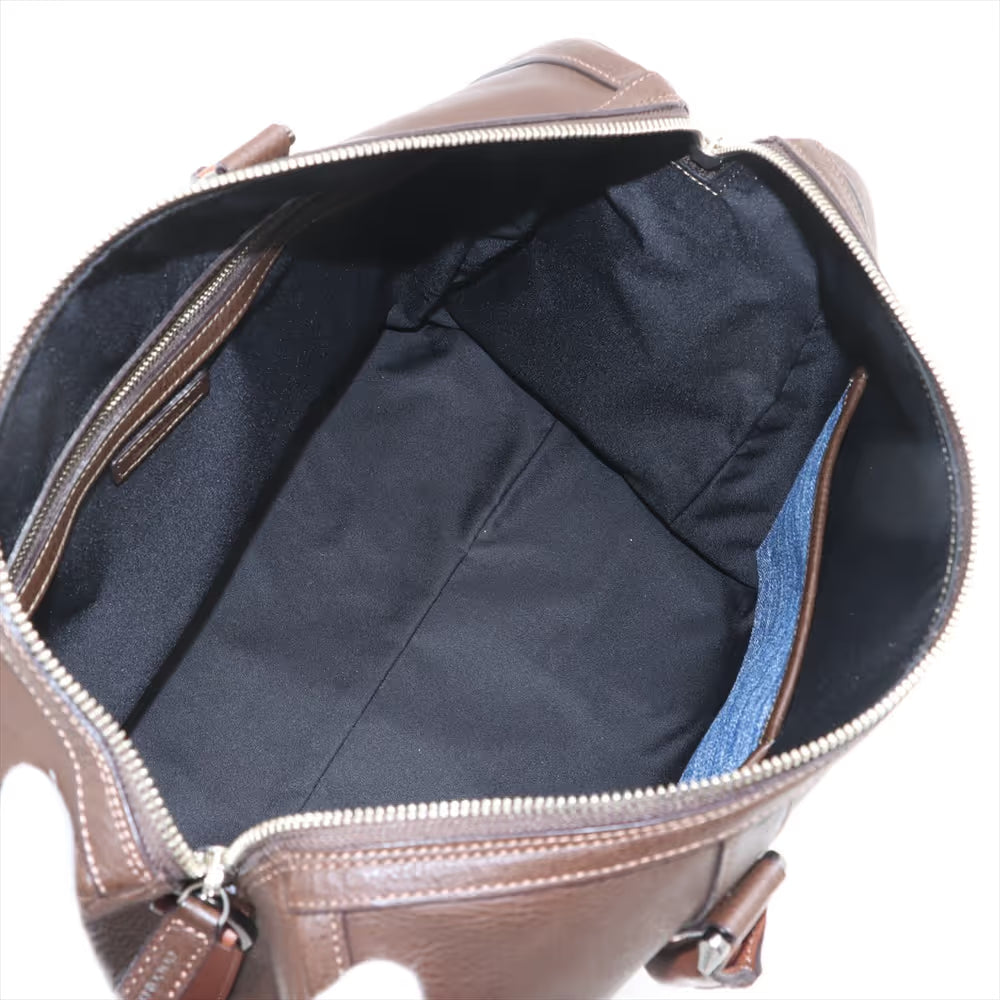 Cocomister Leather Two-Way Boston Bag Brown