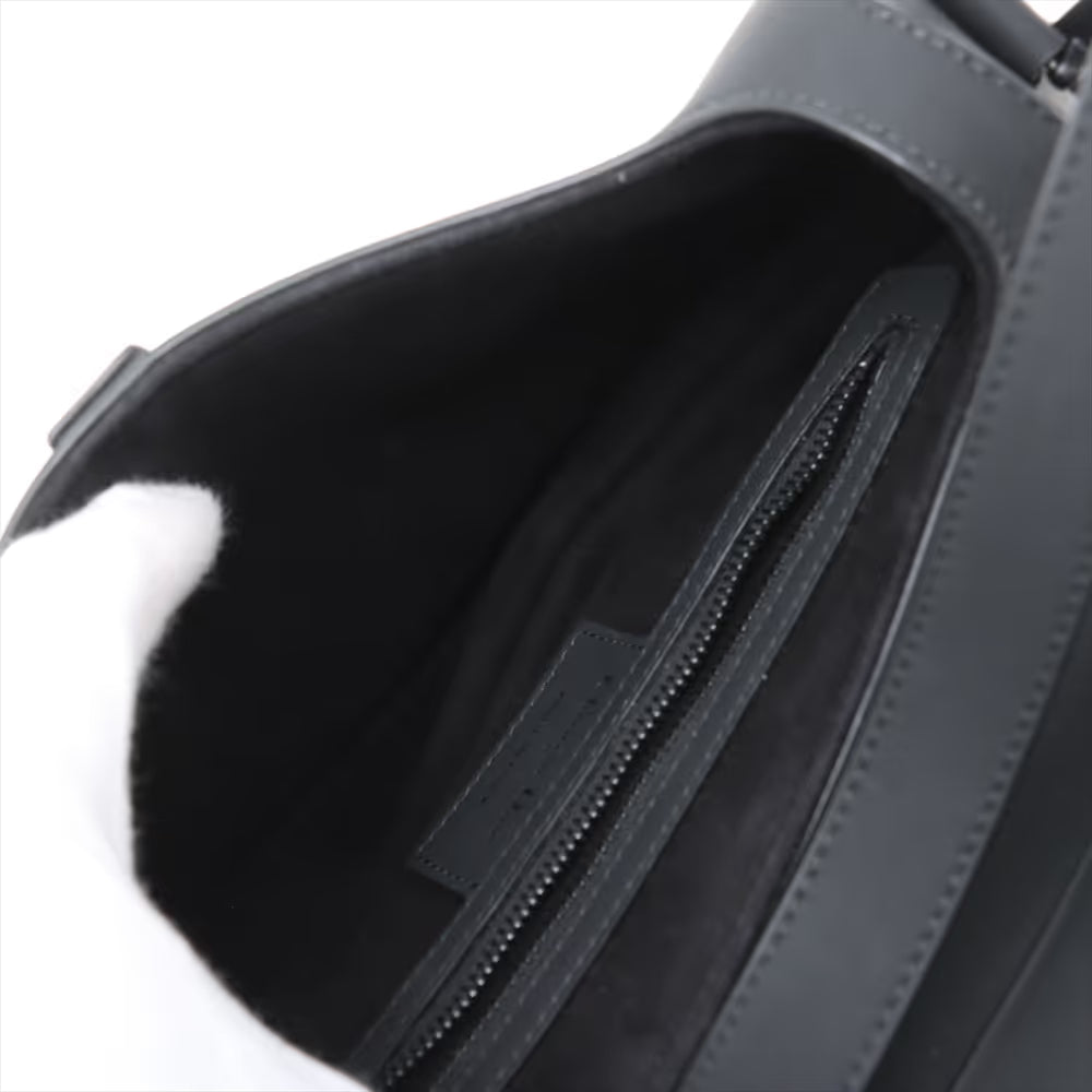 Christian Dior Saddle Leather Two-Way Shoulder Bag Black