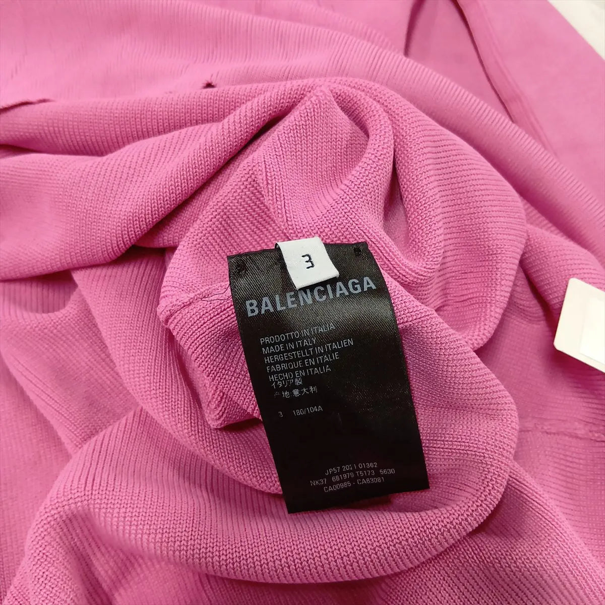 Balenciaga Rayon Nylon V-neck Knit  Long Sleeve Pink