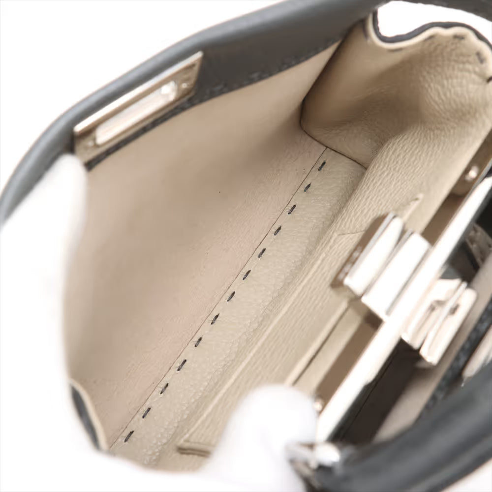 Fendi Selleria Mini Peek-a-boo Leather Two-Way Handbag Gray