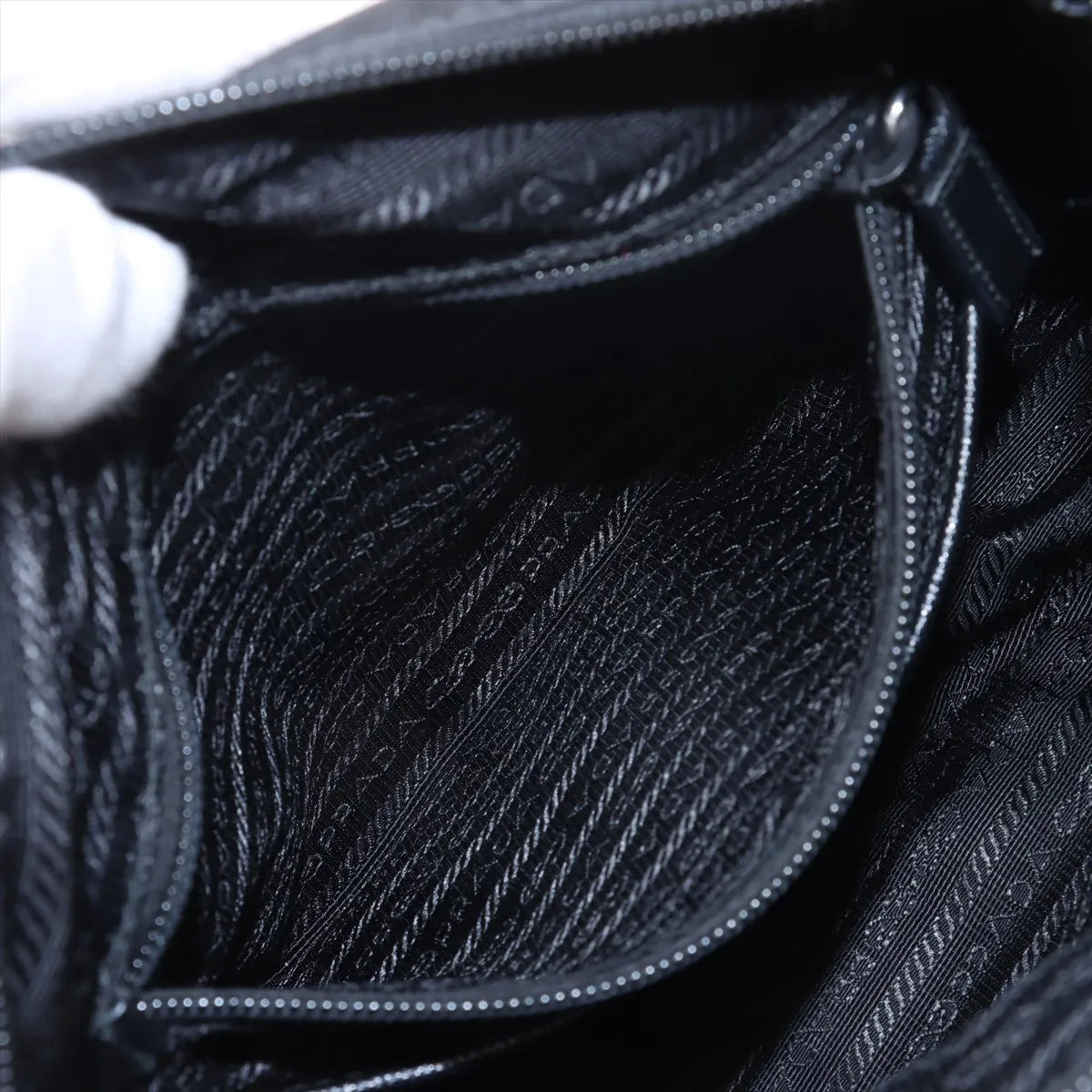 Prada Tessuto Nylon Leather Shoulder Bag Black