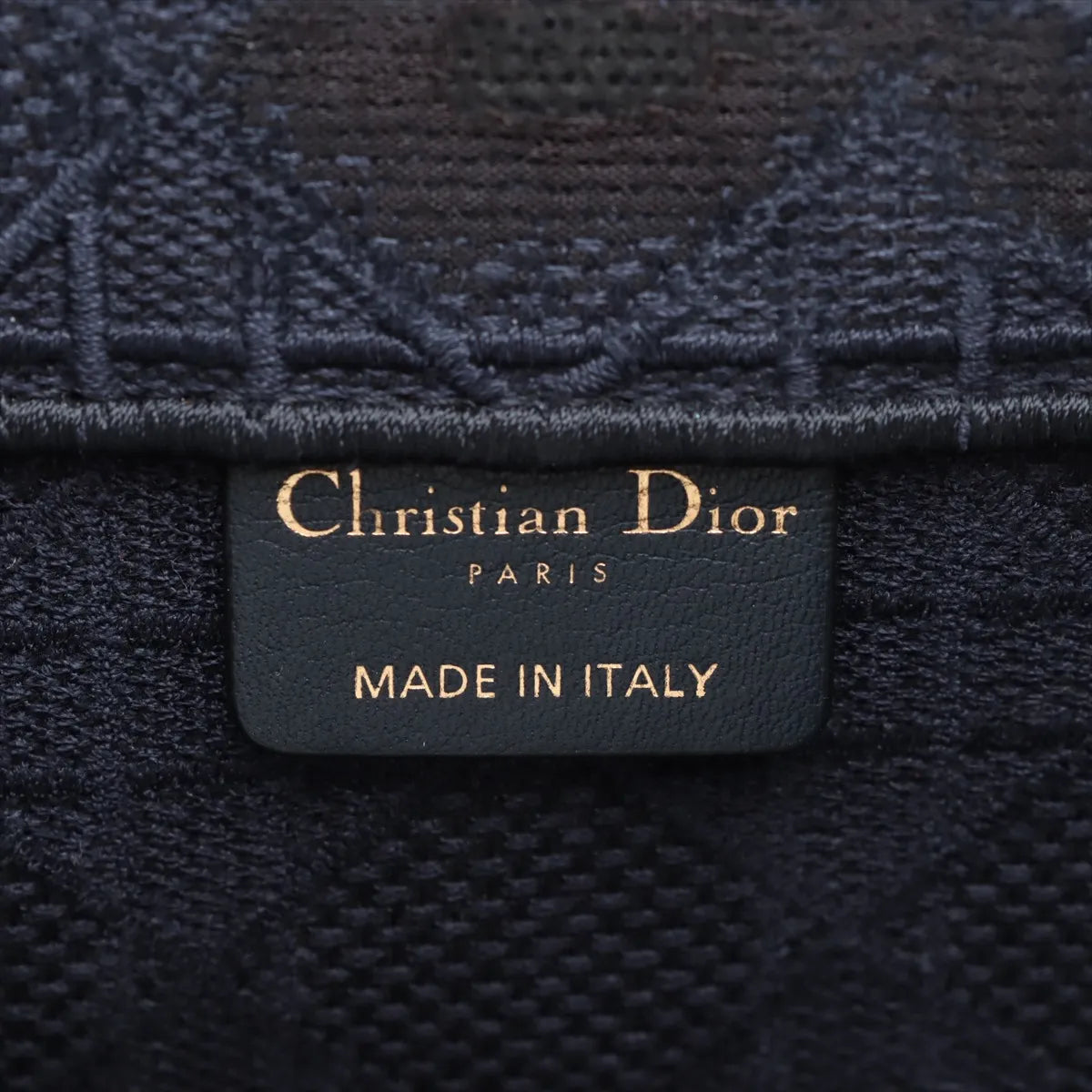 Christian Dior Cannage Book Tote Medium Canvas Bag Navy Blue