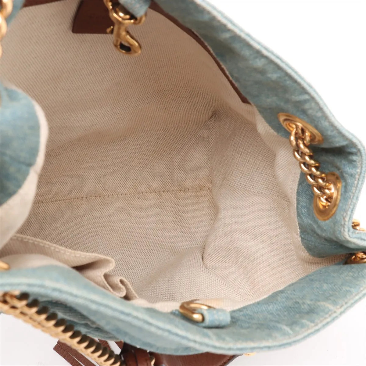 Gucci Soho Denim Chain Tote Bag Blue