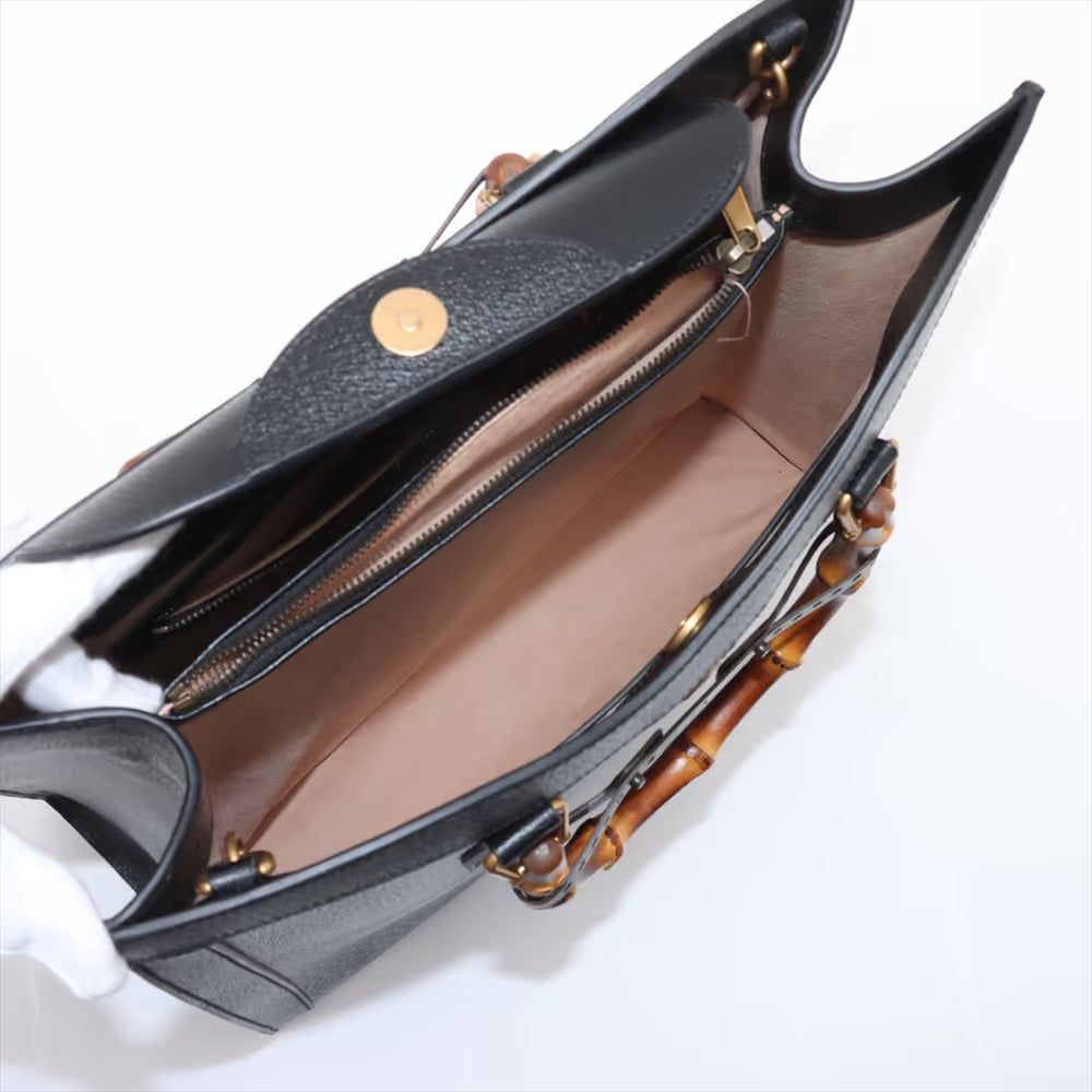 Gucci Bamboo Diana Pigskin Two-Way Handbag Black