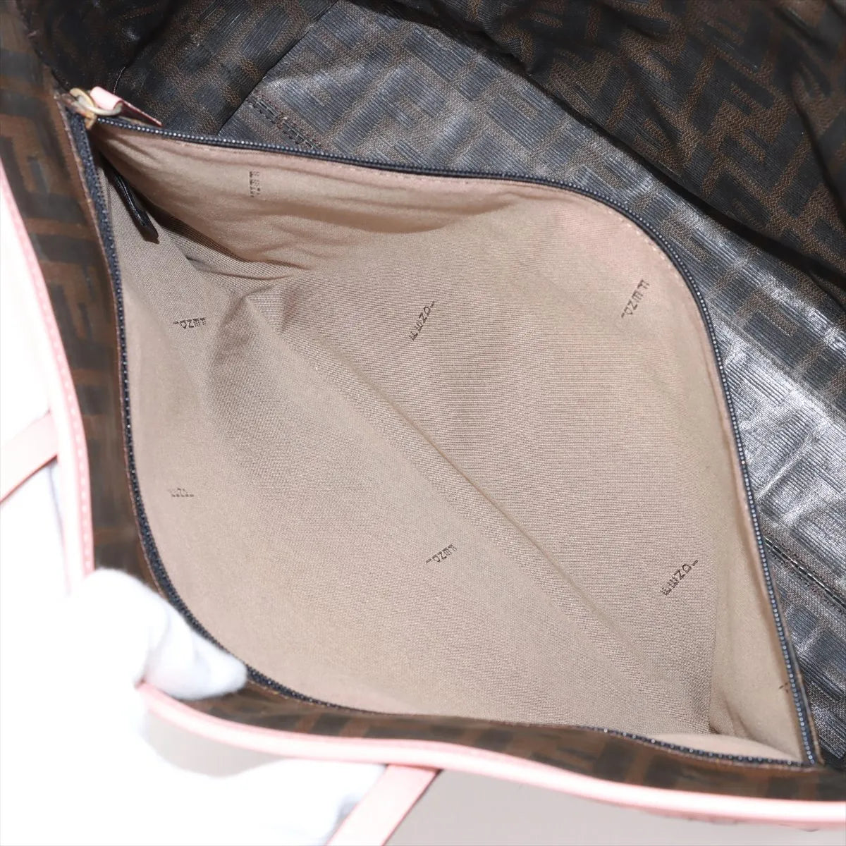 Fendi Zucca Interwoven Leather Tote Bag Pink