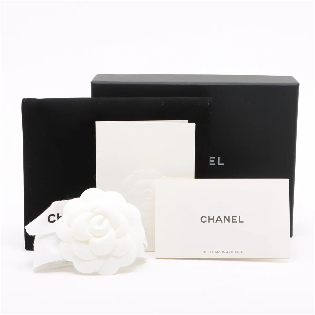 Chanel CC Logo Matelasse Caviar Skin Compact Wallet Black