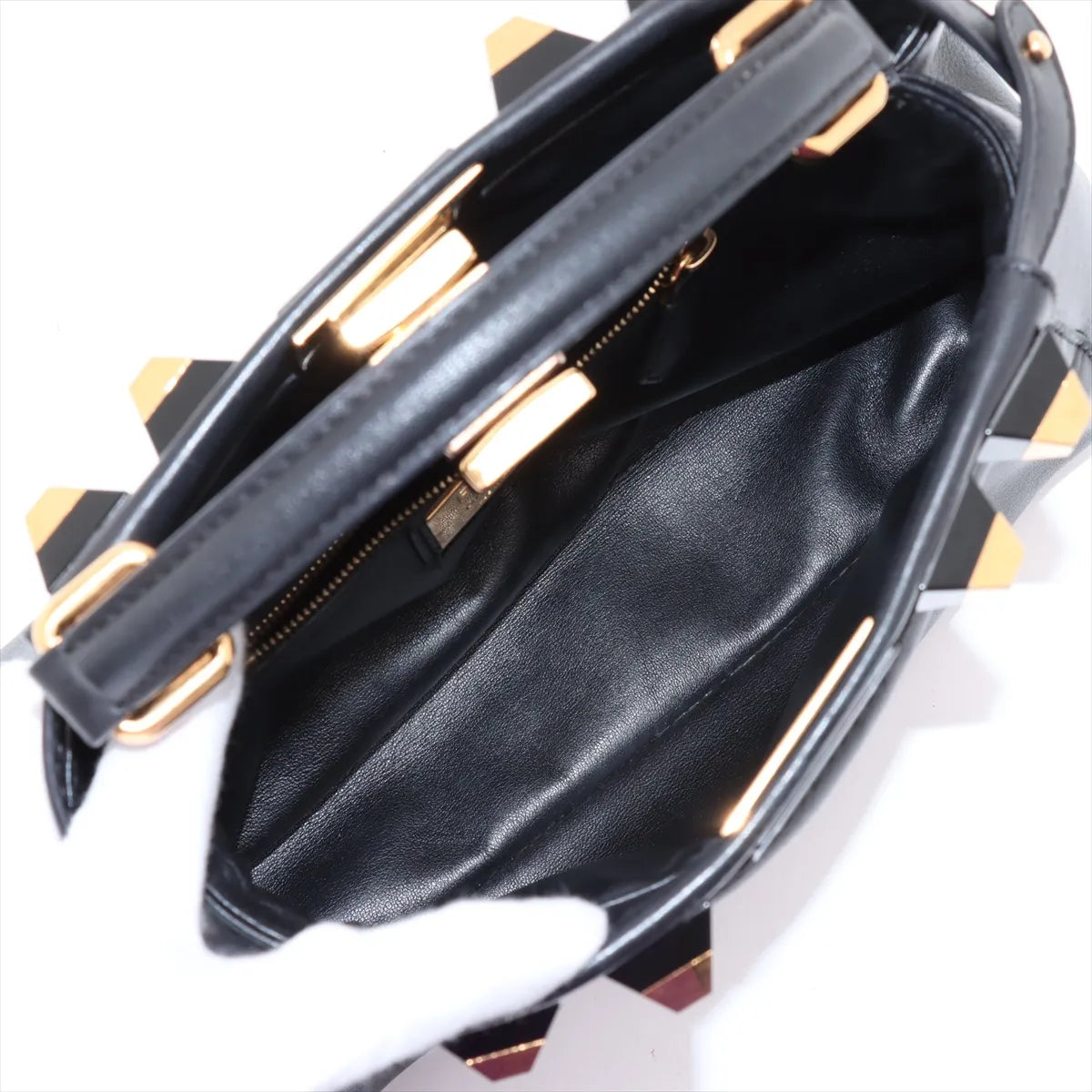 Fendi Mini Peek-a-boo Studded Leather Two-Way Shoulder Bag Black