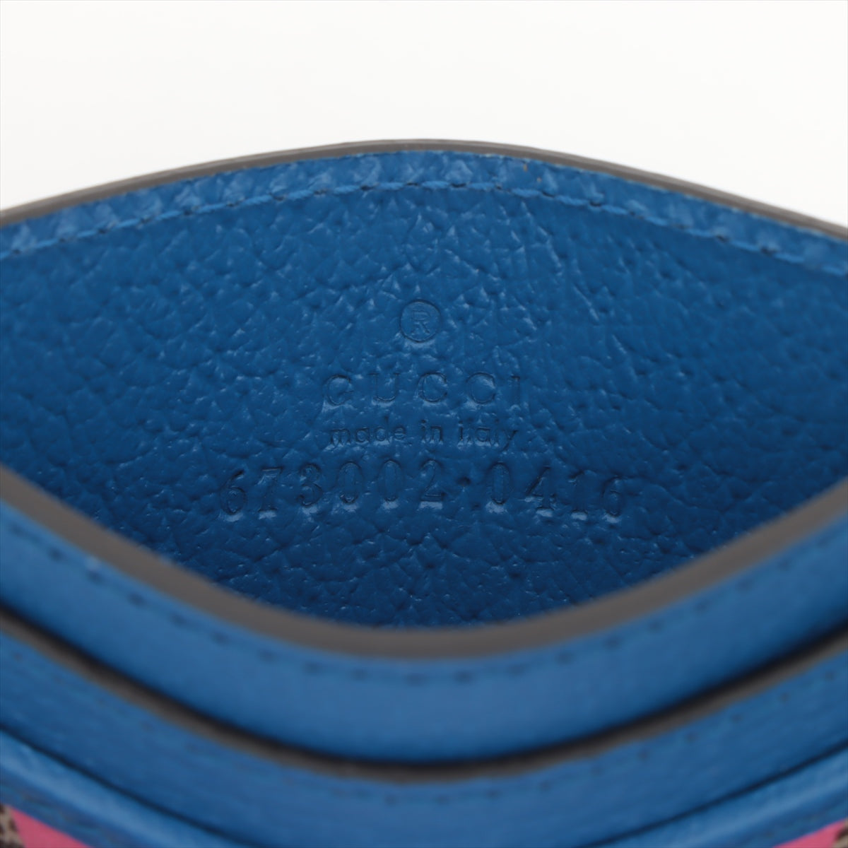 Gucci GG Rhombus Leather Card Case Blue