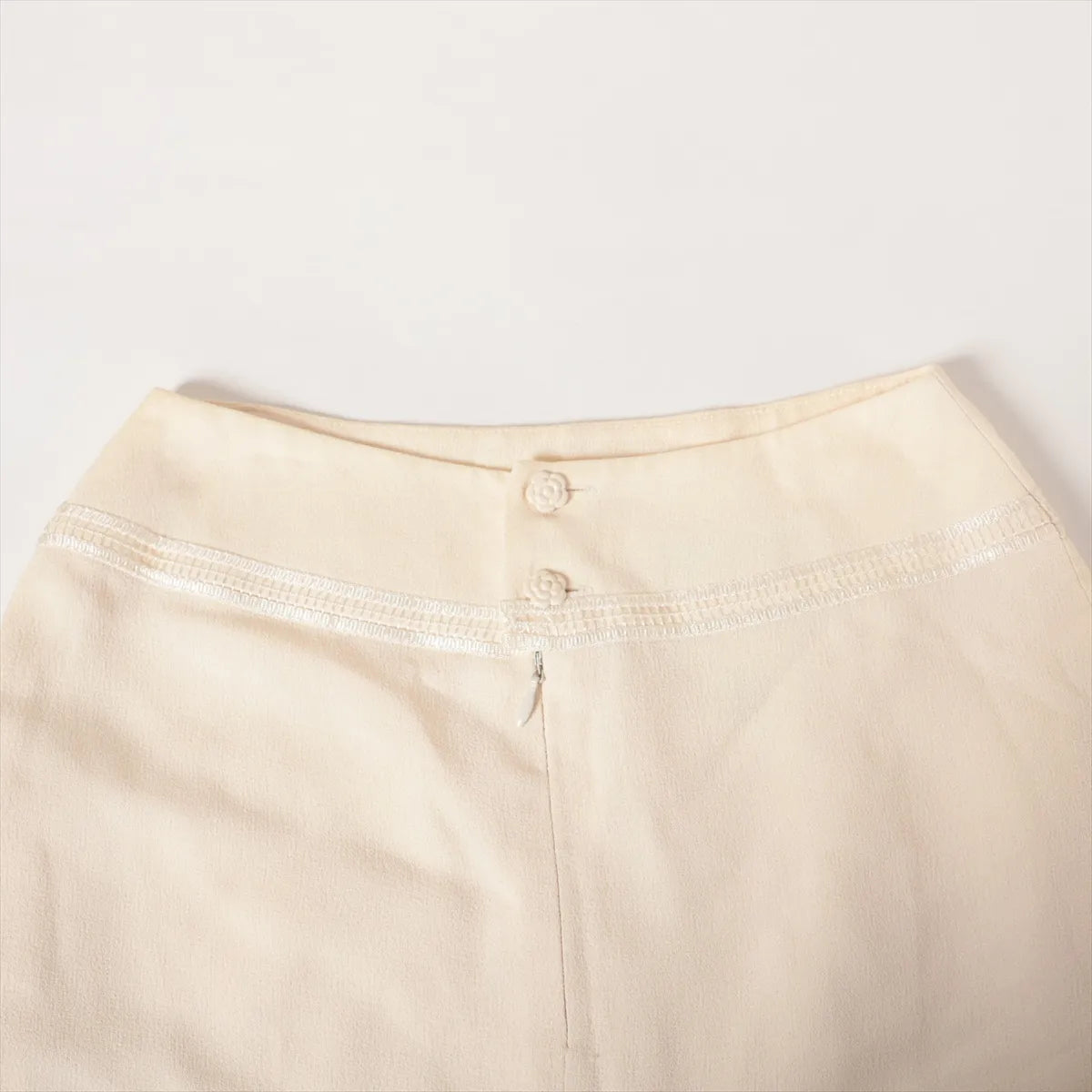 Chanel Camelia Button Skirt Ivory