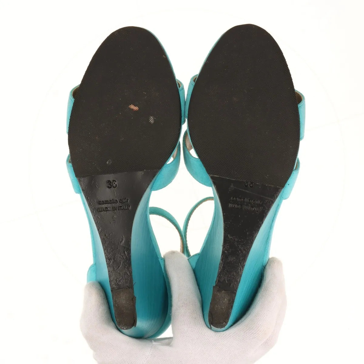 Hermès Legend Suede Wedge Sandal Tiffany Blue