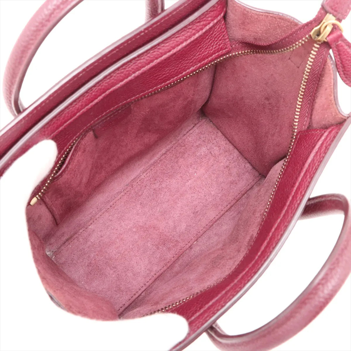 Celine Luggage Nano Shopper Leather Two-Way Shoulder Bag Bordeaux