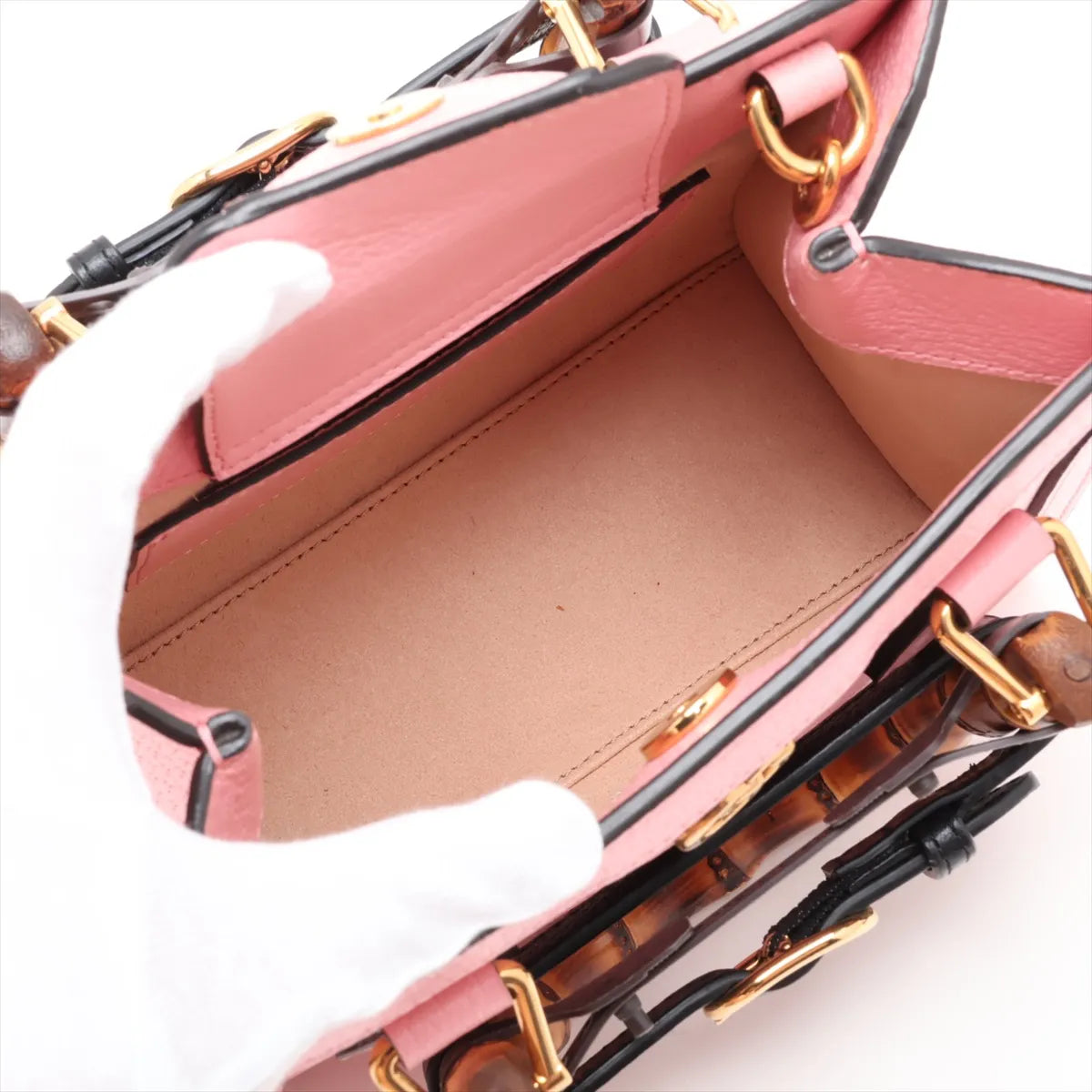 Gucci Bamboo Diana Leather Two-Way Handbag Pink