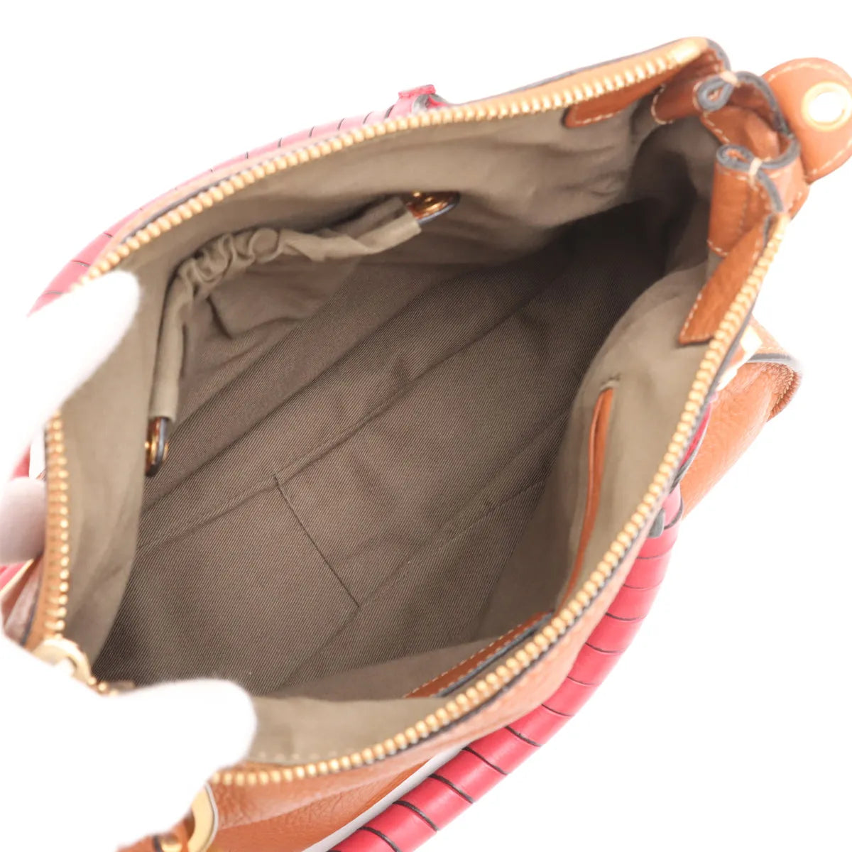 Chloe Marcy Leather Two-Way Handbag Brown x Pink