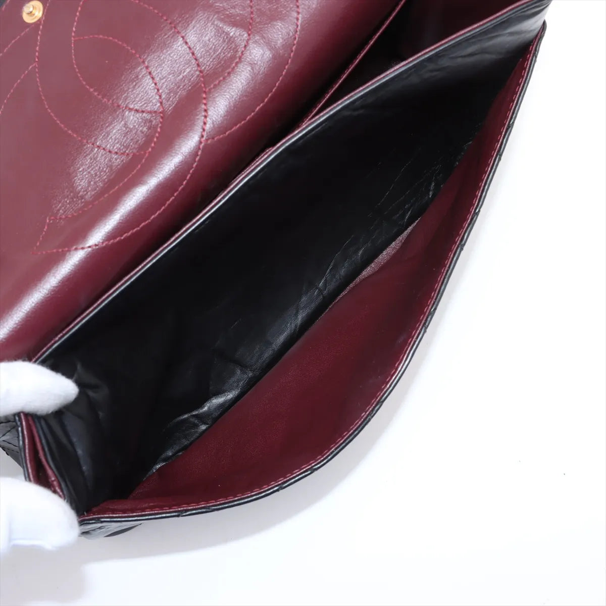 Chanel Matelasse 2.55 Maxi Vintage Calf Double Flap Double Chain Bag Black