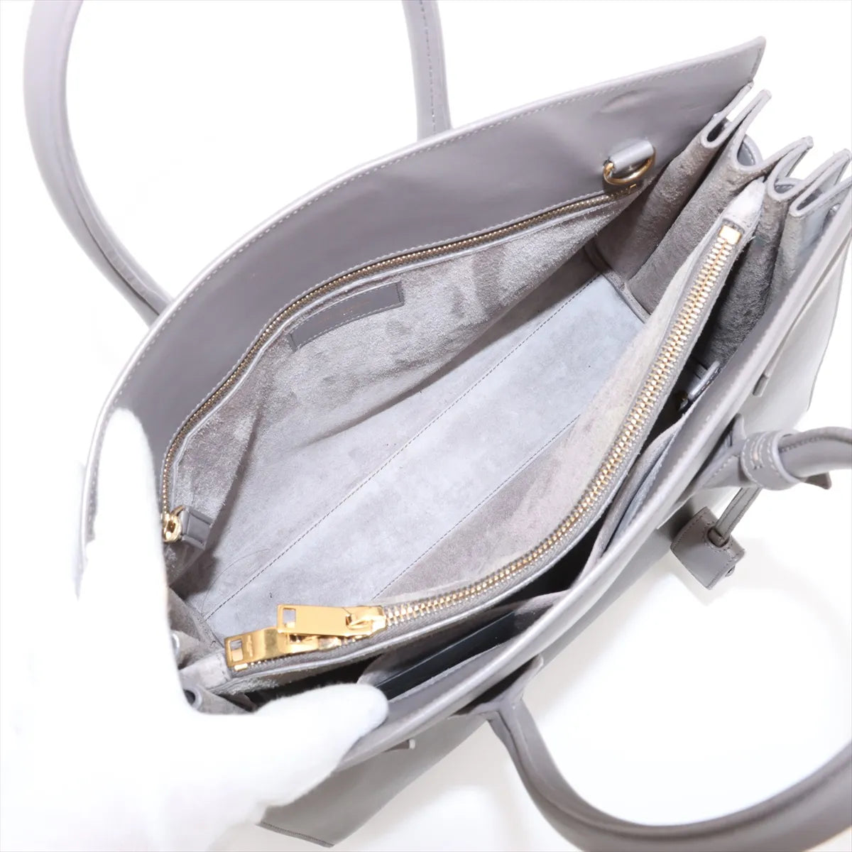 Saint Laurent Paris Sac de Jour Leather Two-Way Handbag Gray