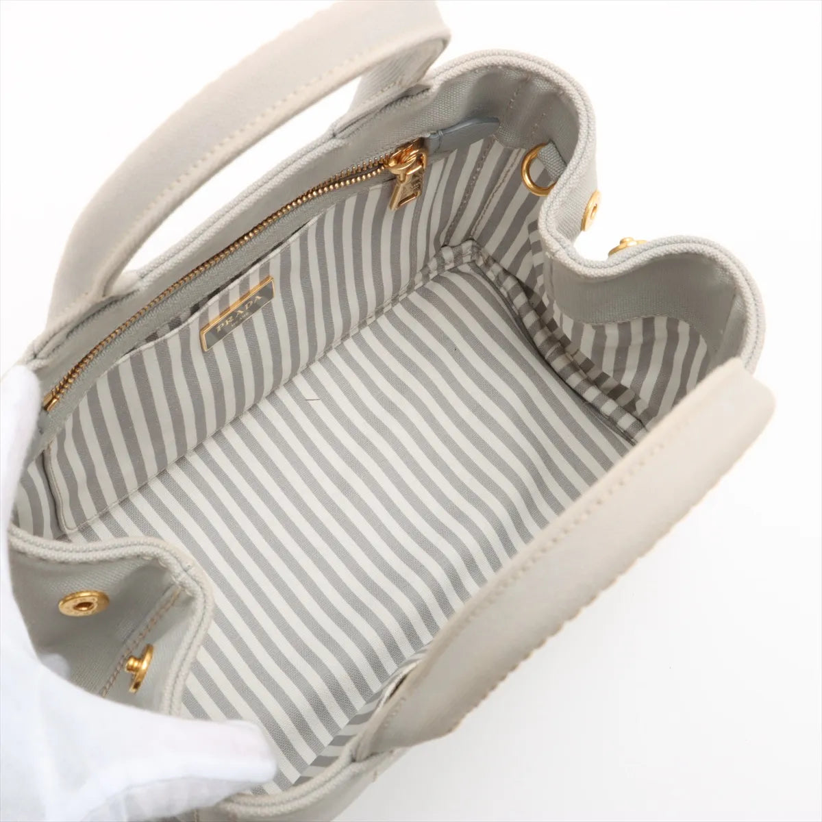 Prada Canapa Canvas Two-Way Handbag Gray