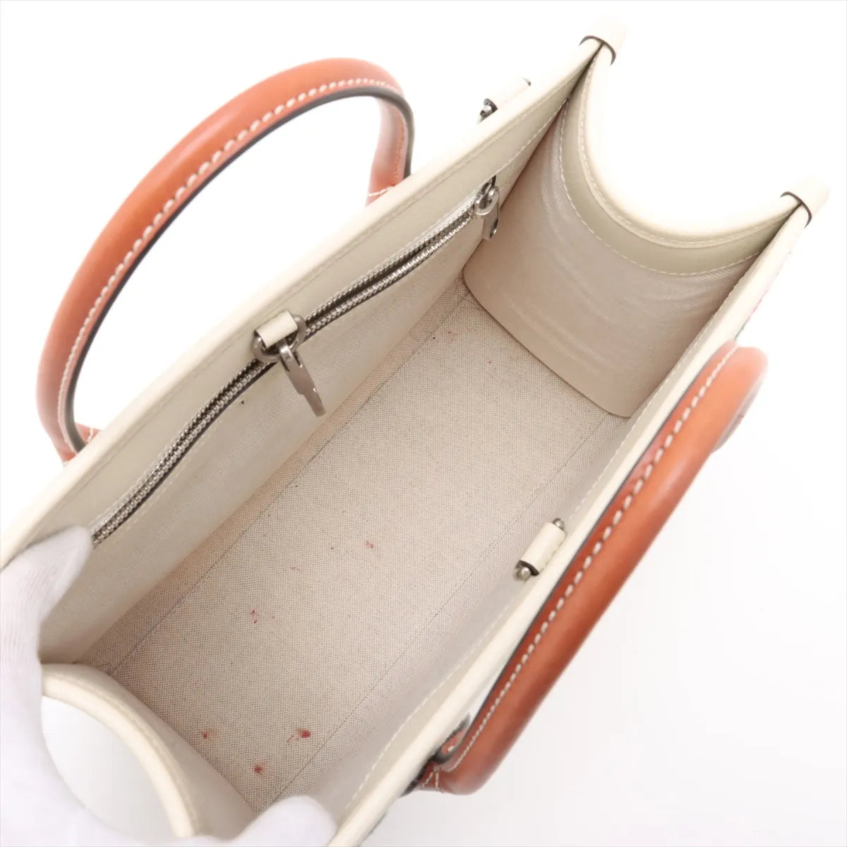 Gucci Interlocking GG Logo Canvas Leather Two-Way Tote Bag Ivory x Brown