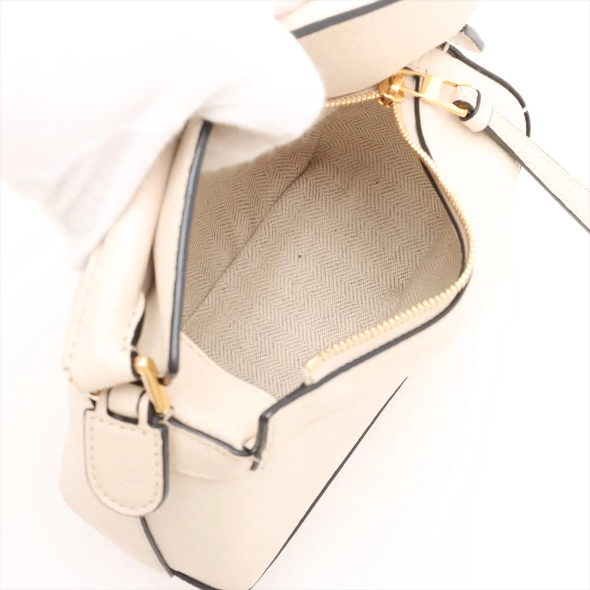 Loewe Mini Puzzle Bag Leather Shoulder Bag Beige