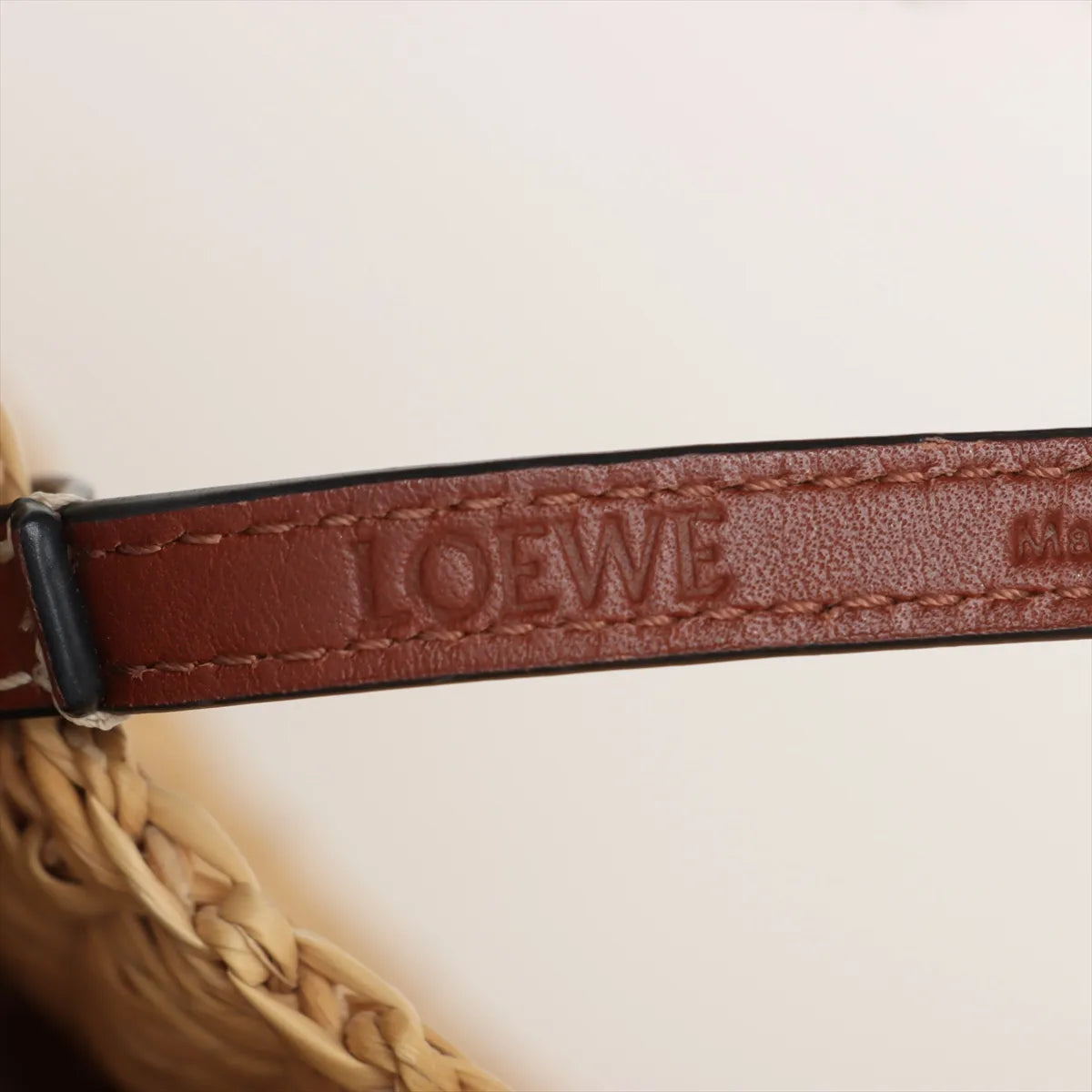 Loewe Small Basket Elephant Straw Bag Beige x Brown