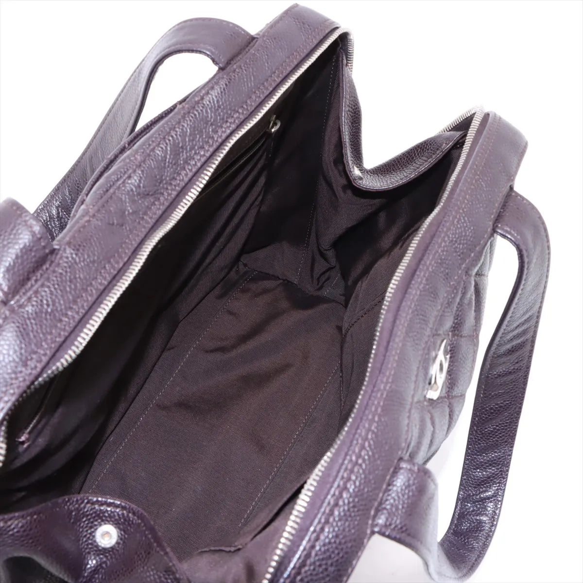 Chanel CC Logo Matelasse Caviar Skin Tote Bag Purple