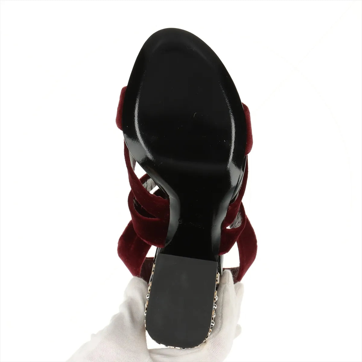 Louis Vuitton Velour Leather Sandals Bordeaux x Black