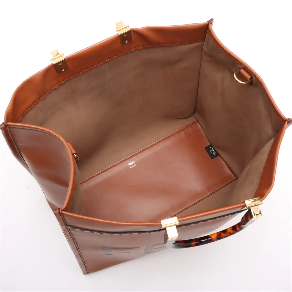 Fendi Sunshine Leather Tote Bag Brown