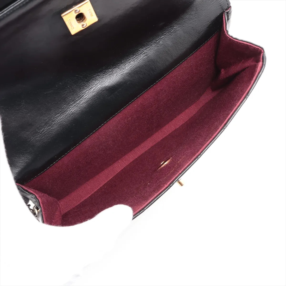 Chanel CC Logo Matelasse Lambskin Chain Shoulder Bag Black