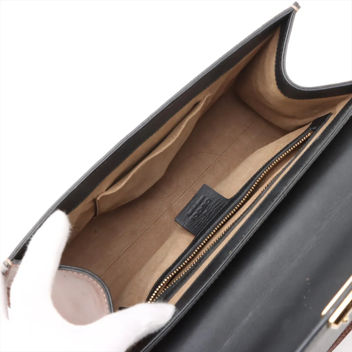 Gucci GG Supreme Leather Two-Way Shoulder Bag Brown x Black