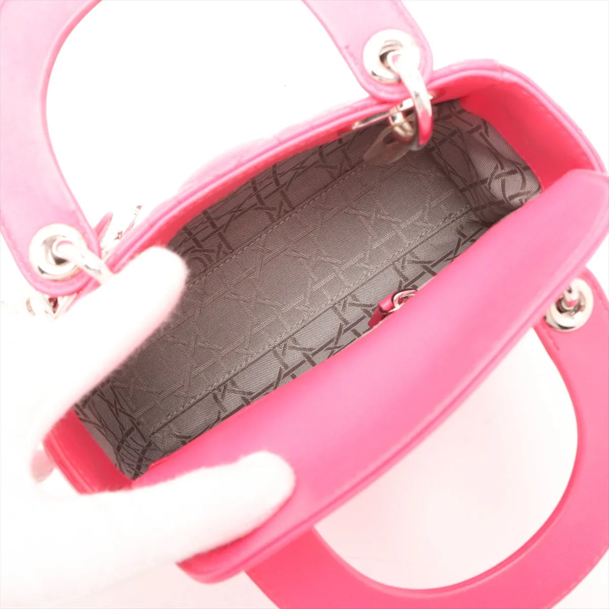 Christian Dior Lady Dior Mini Cannage Leather Two-Way Handbag Hot Pink