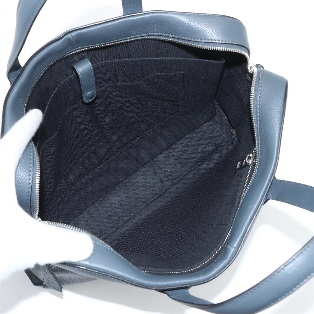 Loewe Goya Leather Two-Way Business Bag Gray