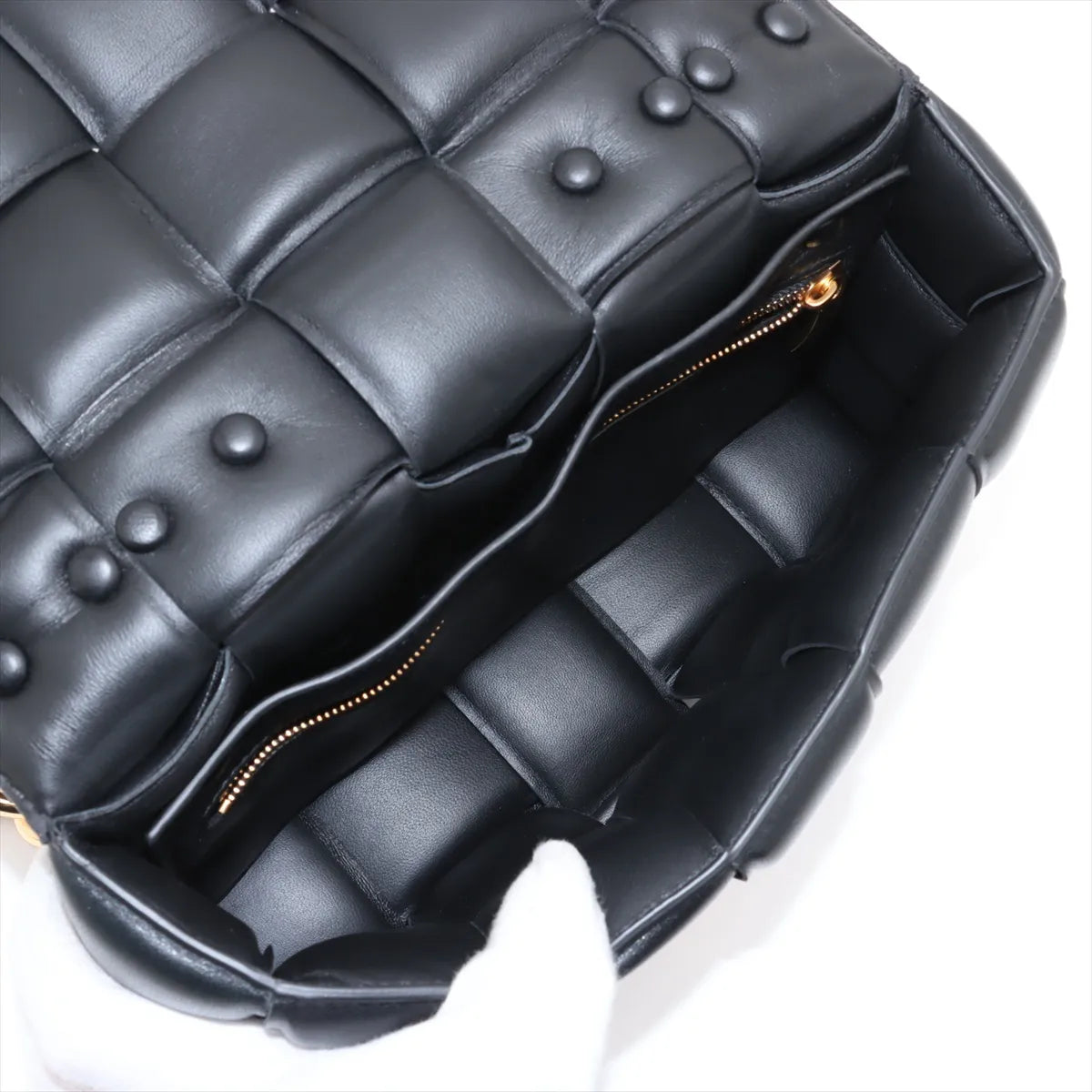 Bottega Veneta Maxi Intrecciato Padded Cassette Leather Chain Shoulder Bag Black