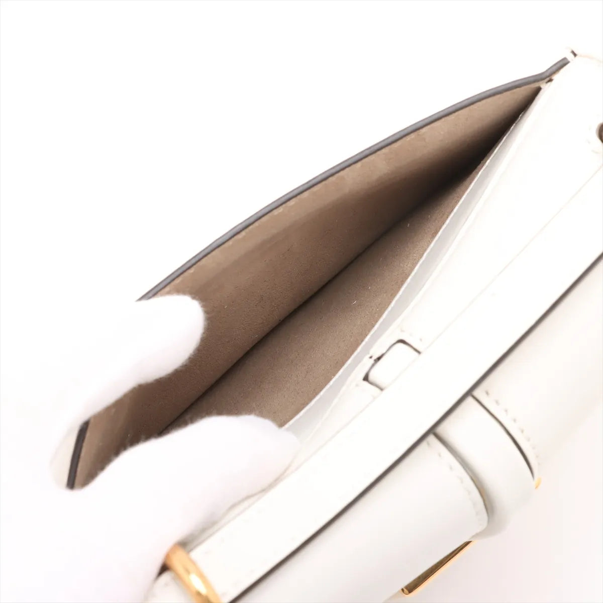 Fendi C'mon Small Leather Shoulder Bag White