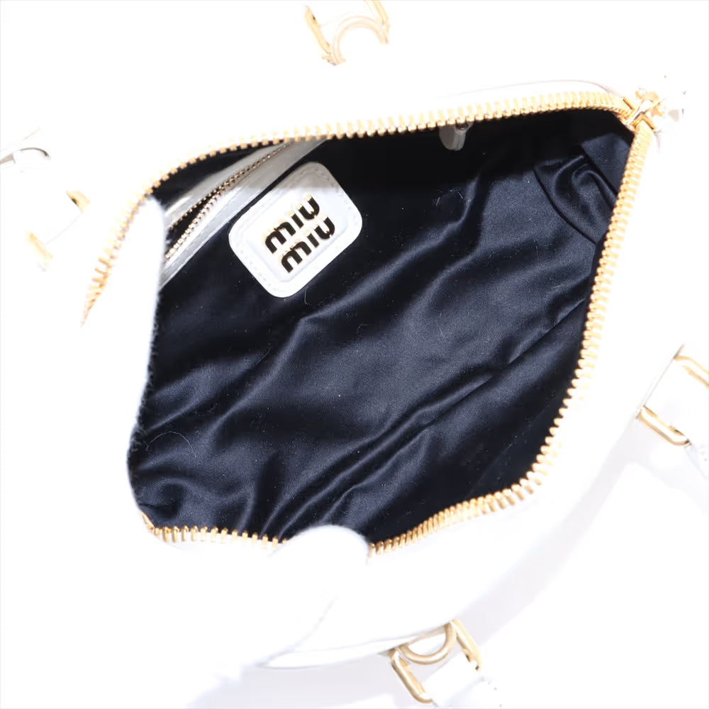 Miu Miu Arcadie Leather Two-Way Handbag White